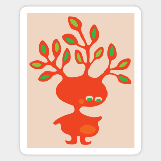 TREE HEADS Cute Orange Imaginary Kids Kawaii Monster with Leaf Antlers - UnBlink Studio by Jackie Tahara Sticker